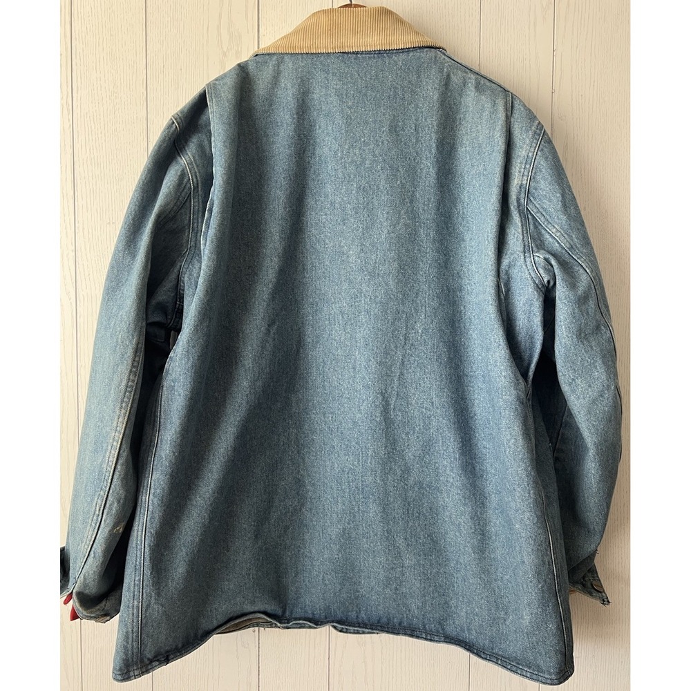 Vintage LL Bean Denim Barn Coat Mens XL Wool Liner Corduroy Collar Chore Jacket - Picture 4 of 16